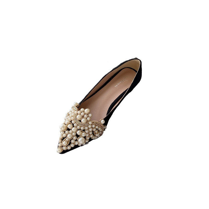 Pearl Embellished Pointed Toe Flats