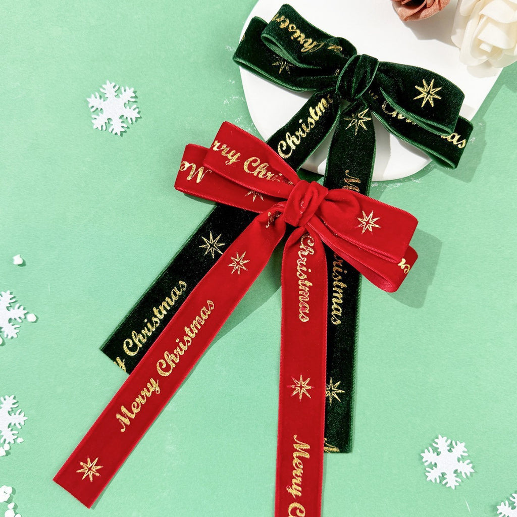 Snowflake Foil Velvet Festive Bow Clip - view 2