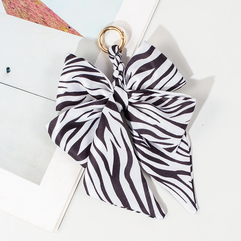 Silky Scarf Bow Bag Charm Keychain - C2