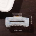 Pressed Floral Rectangle Hair Claw Clip - Blue