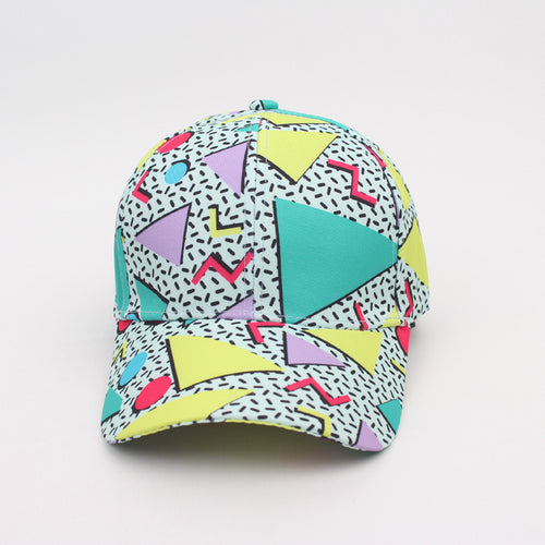 Abstract Memphis Print Adjustable Baseball Cap - Blue