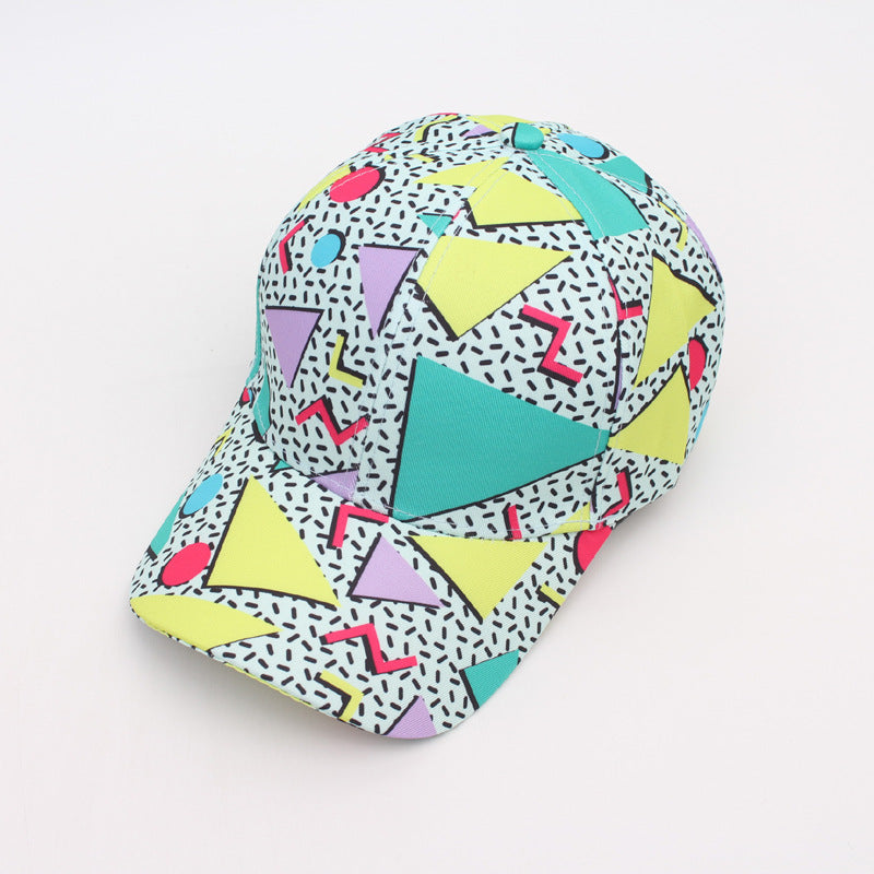 Abstract Memphis Print Adjustable Baseball Cap - Blue - 1