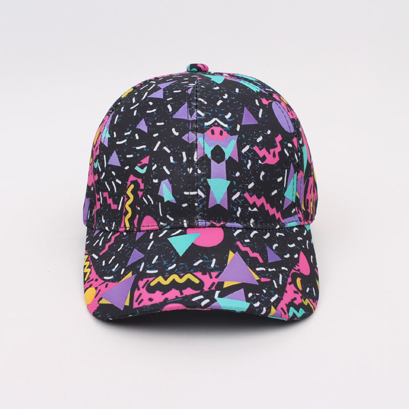 Abstract Memphis Print Adjustable Baseball Cap - PBlack