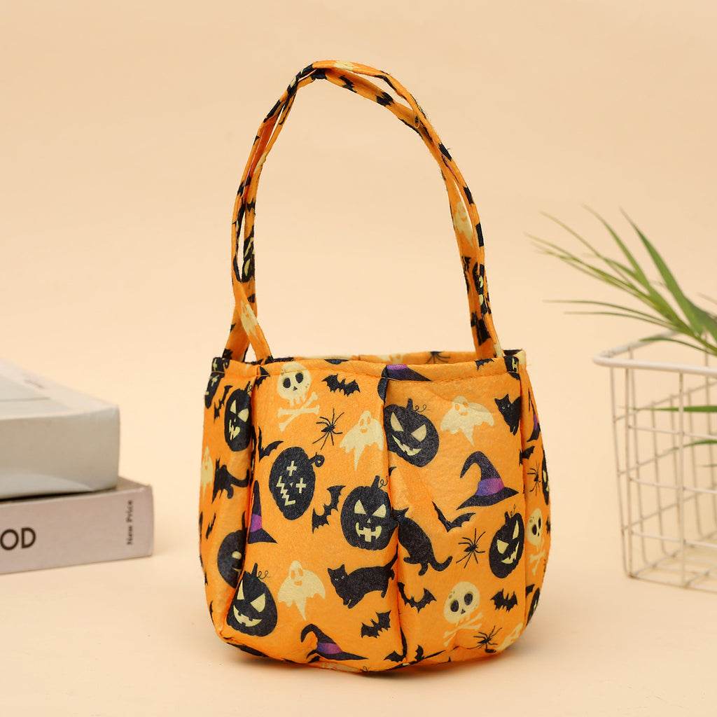 Spooky Pumpkin Ghost Print Candy Pouch - Orange