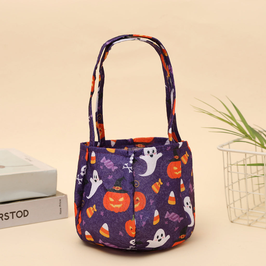 Spooky Pumpkin Ghost Print Candy Pouch - Purple