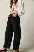 Barrel Leg Slouchy Cocoon Fit Jeans - Black