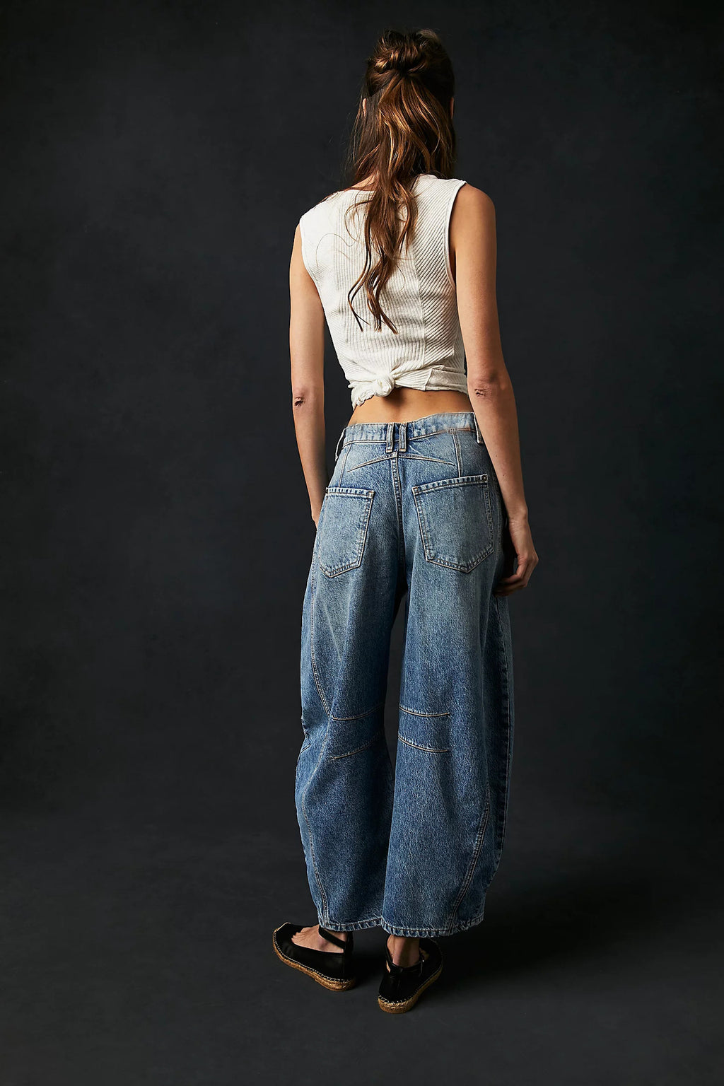 Barrel Leg Slouchy Cocoon Fit Jeans - Blue - 2