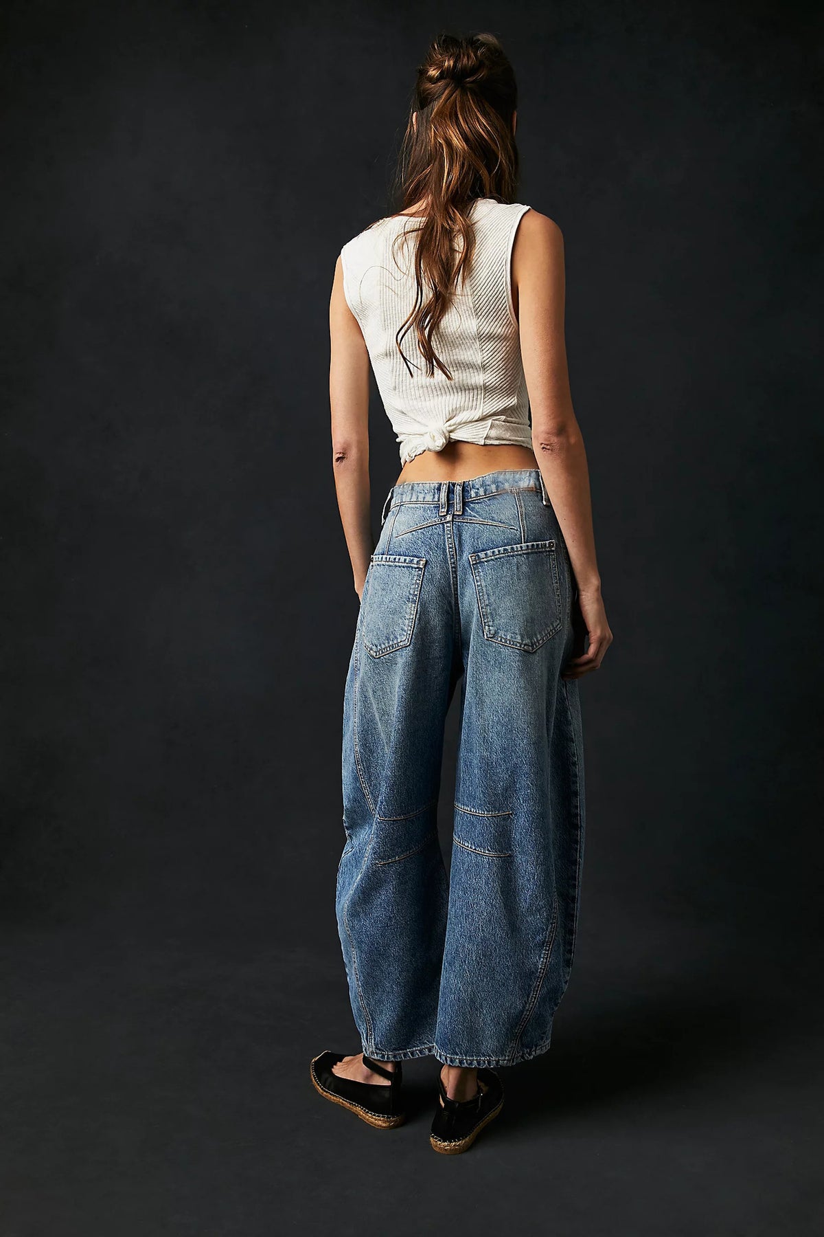 Barrel Leg Slouchy Cocoon Fit Jeans - Blue - 2