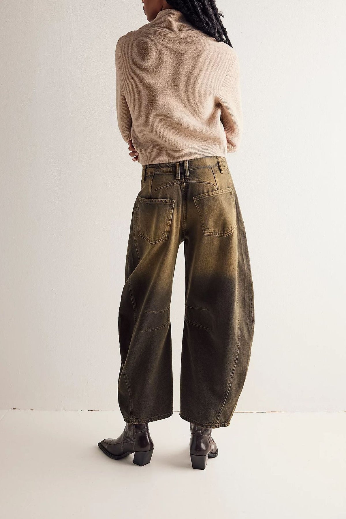 Barrel Leg Slouchy Cocoon Fit Jeans - Caramel - 2