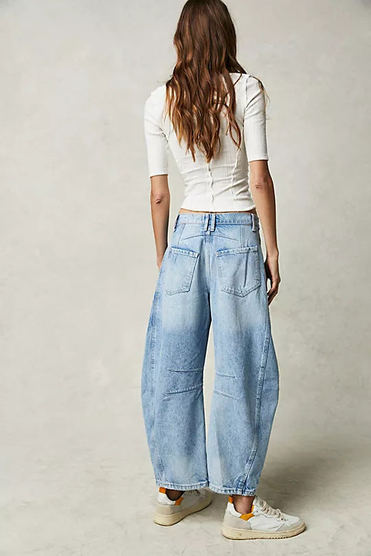 Barrel Leg Slouchy Cocoon Fit Jeans - Light blue - 1