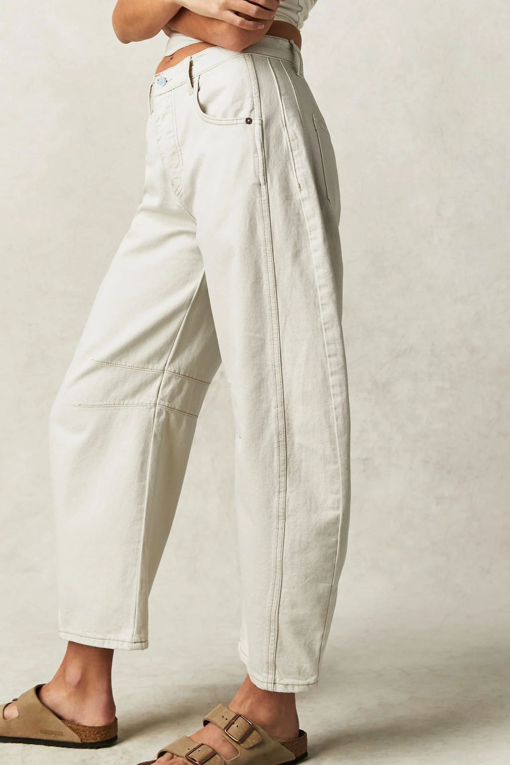 Barrel Leg Slouchy Cocoon Fit Jeans - white - 2