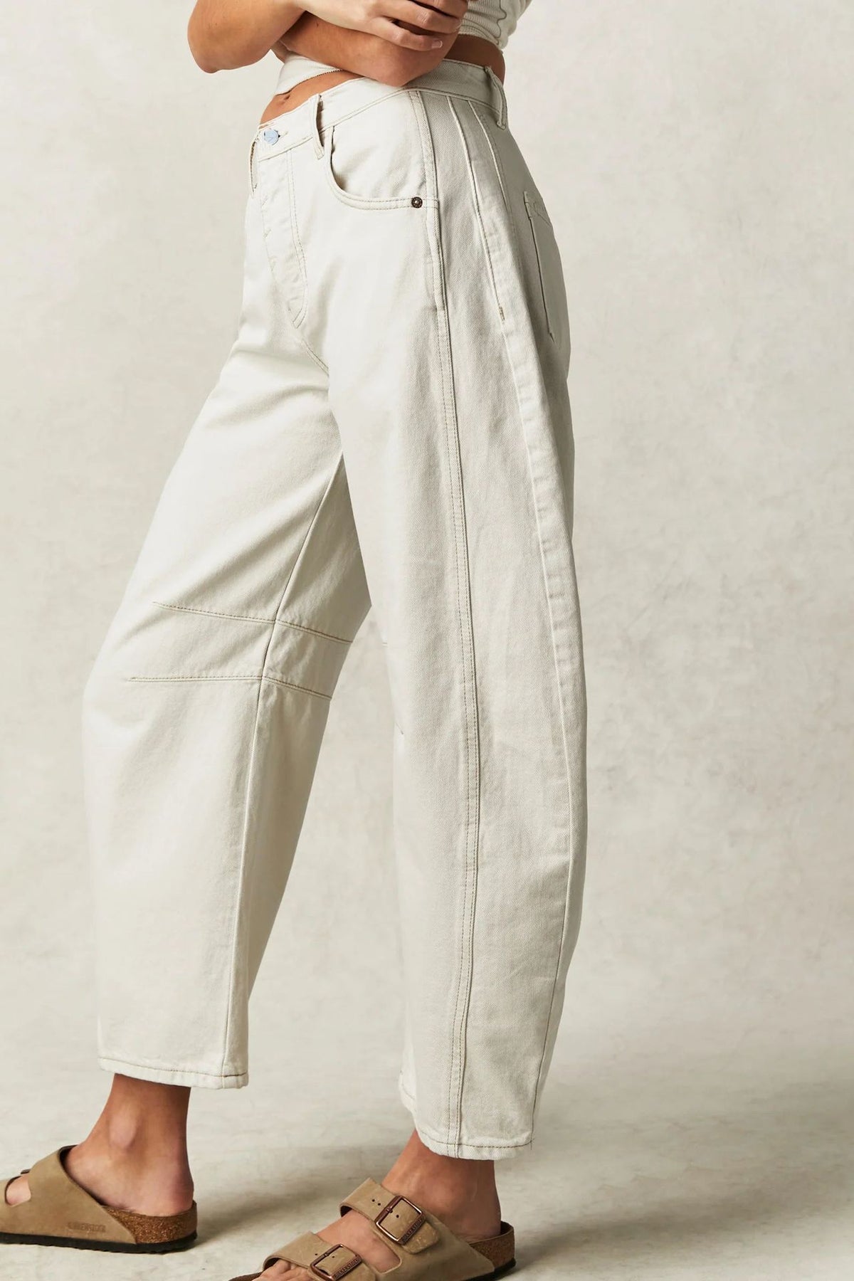 Barrel Leg Slouchy Cocoon Fit Jeans - white - 2