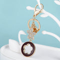 Clover Charm Rhinestone Butterfly Keychain - WineRed