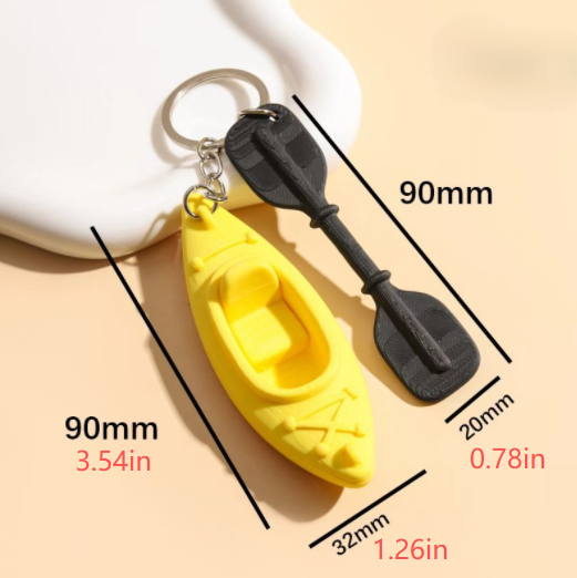 Bag Charm Keychain With Kayak and Paddle - view 1