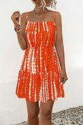 Tie Dye Smocked Tiered Cami Sundress - Orange