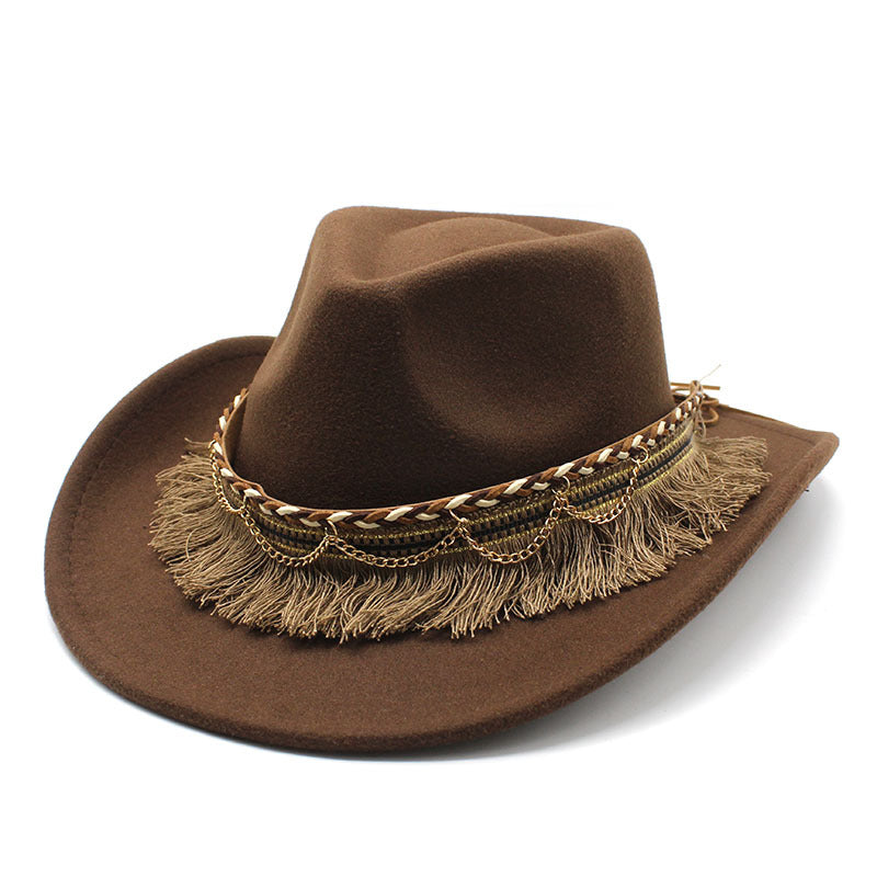 Boho Fringe Trim Cowboy Hat - Color_2
