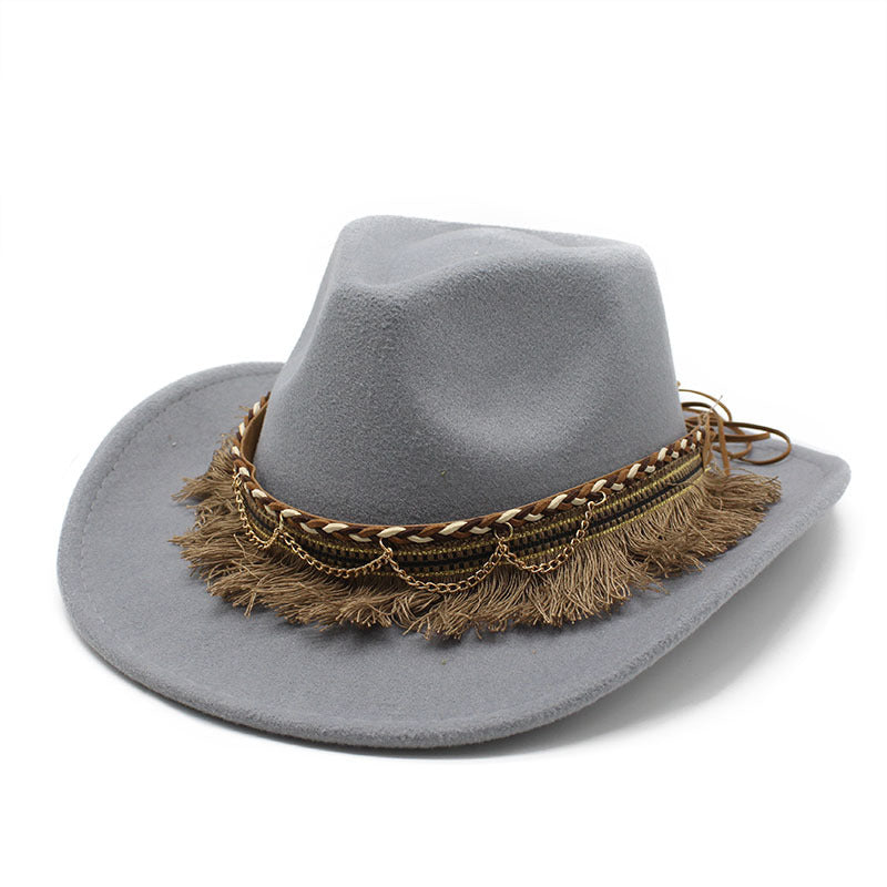 Boho Fringe Trim Cowboy Hat - Color_3