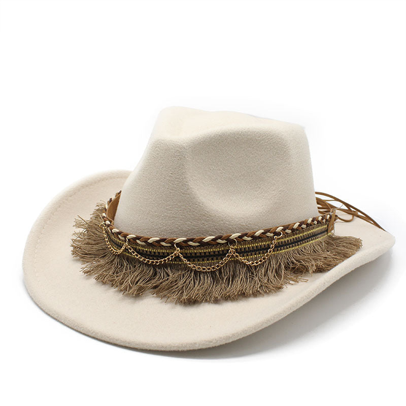Boho Fringe Trim Cowboy Hat - Color_8