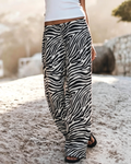 Zebra Print Drawstring Wide Leg Pants - Zebra