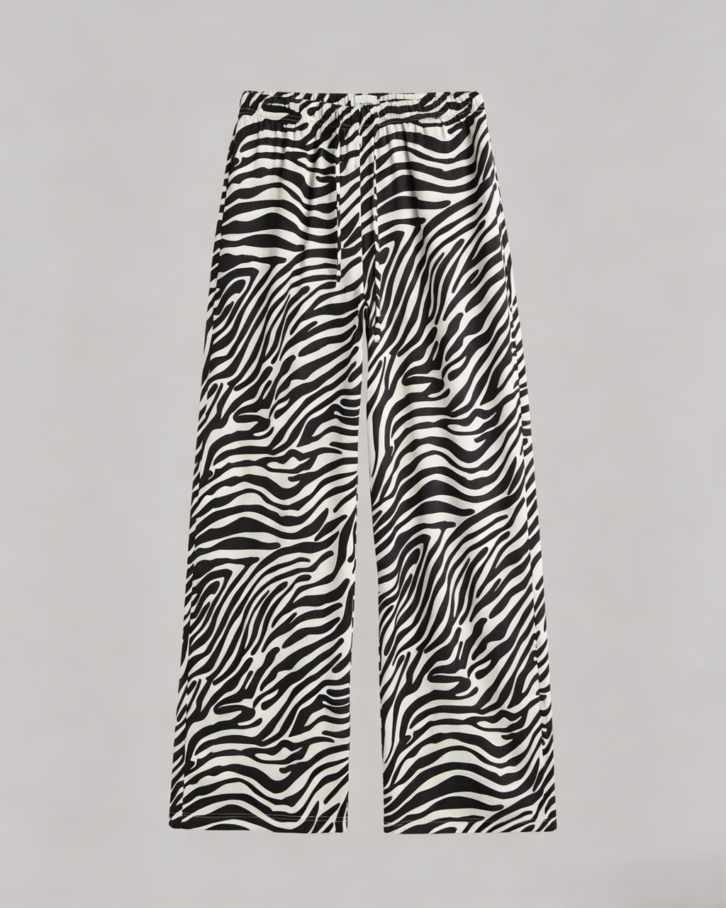 Zebra Print Drawstring Wide Leg Pants - Zebra - 1