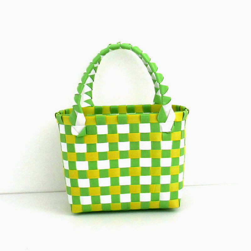 Checkered Woven Mini Square Handbag - Color_01