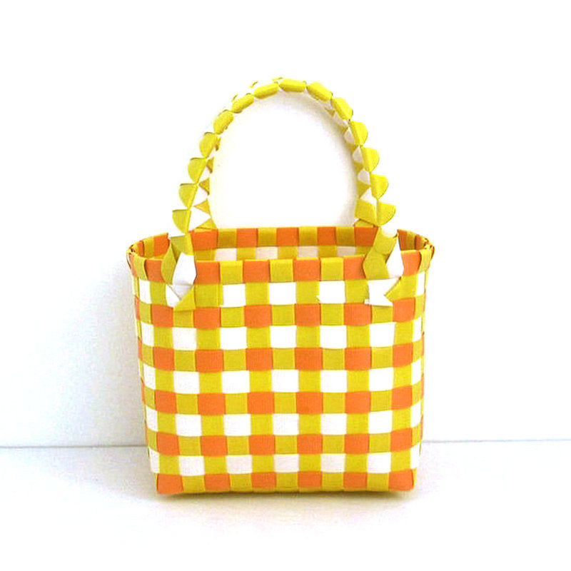 Checkered Woven Mini Square Handbag - Color_02