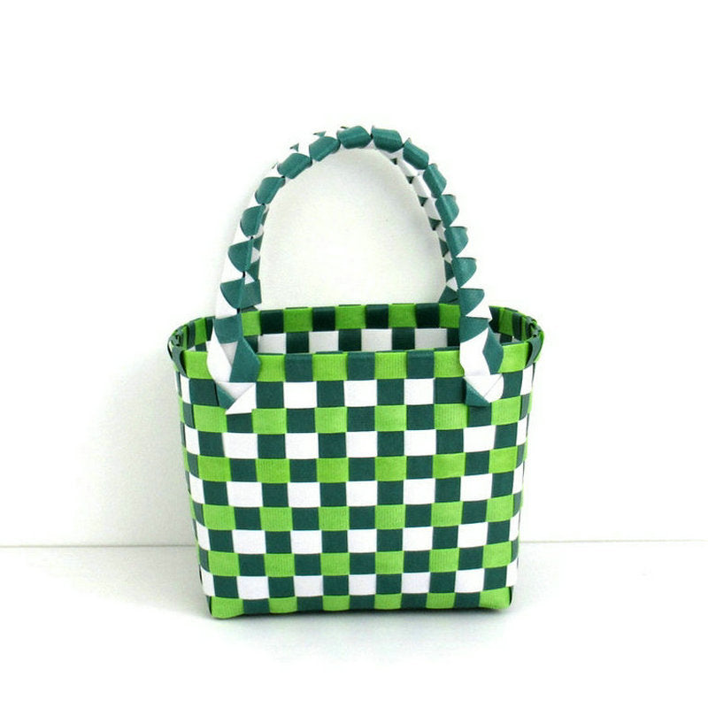 Checkered Woven Mini Square Handbag - Color_03