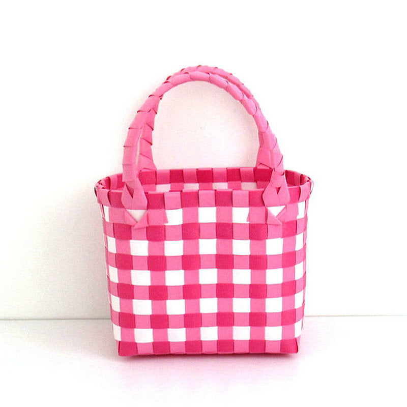 Checkered Woven Mini Square Handbag - Color_04