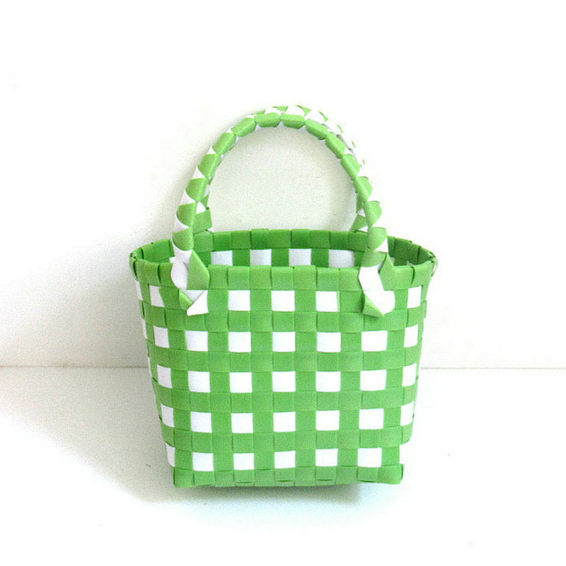 Checkered Woven Mini Square Handbag - Color_05