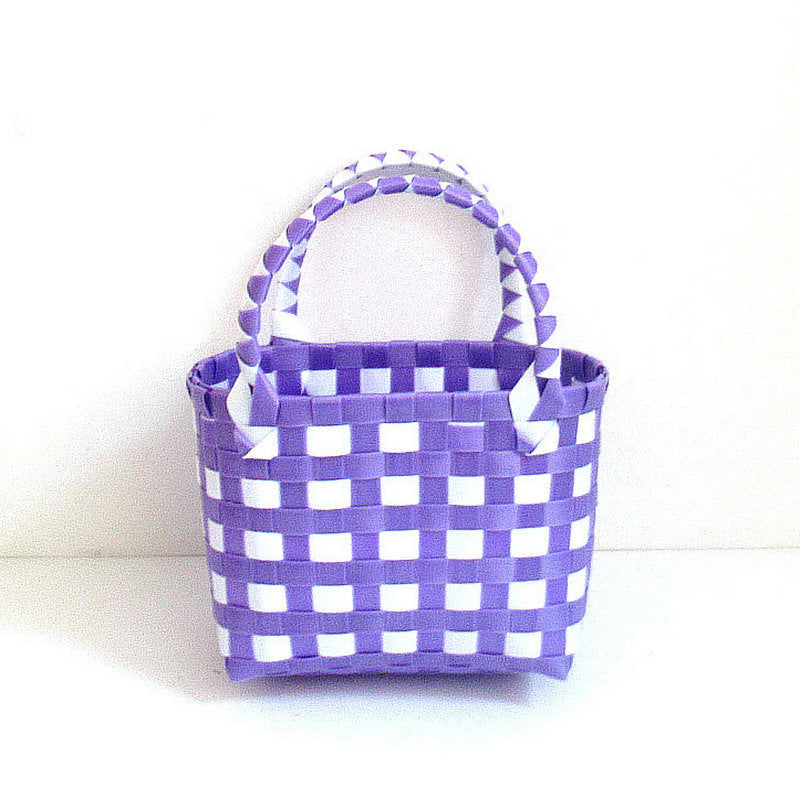 Checkered Woven Mini Square Handbag - Color_06