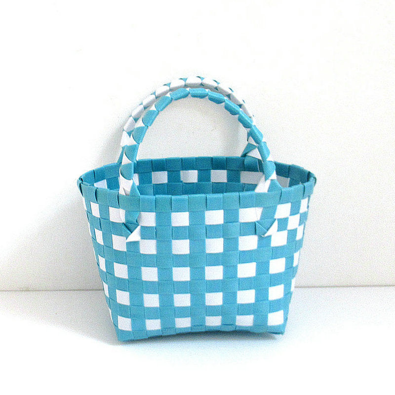 Checkered Woven Mini Square Handbag - Color_07