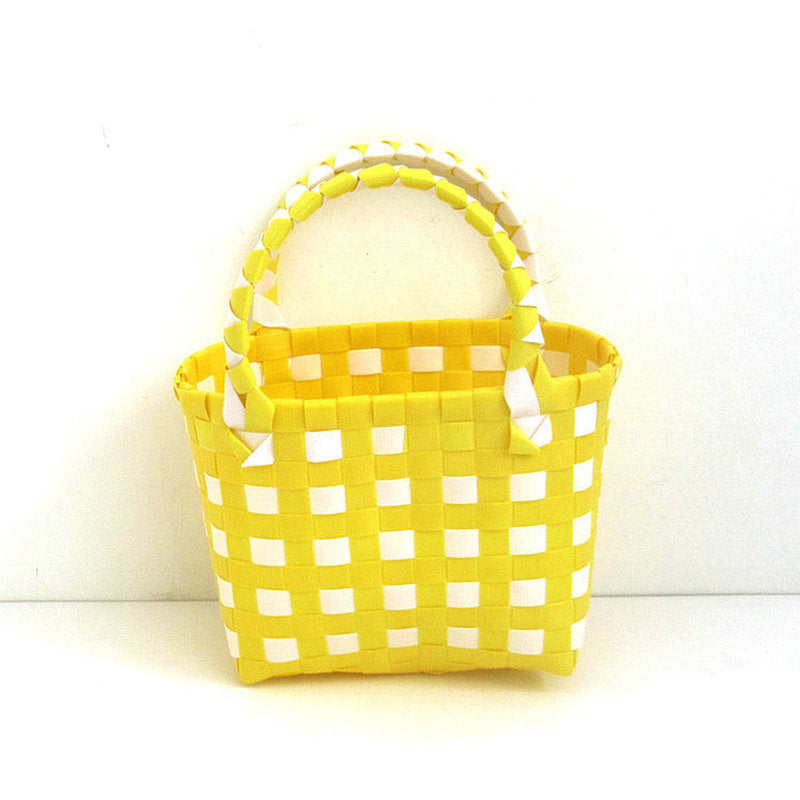 Checkered Woven Mini Square Handbag - Color_08