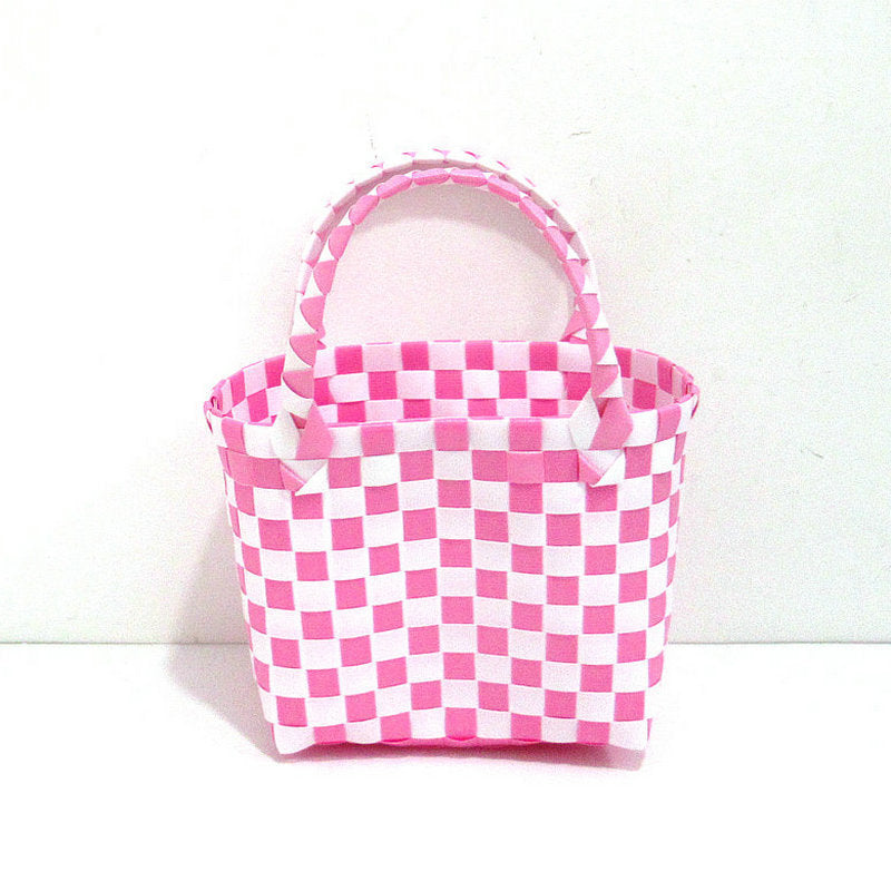 Checkered Woven Mini Square Handbag - Color_10