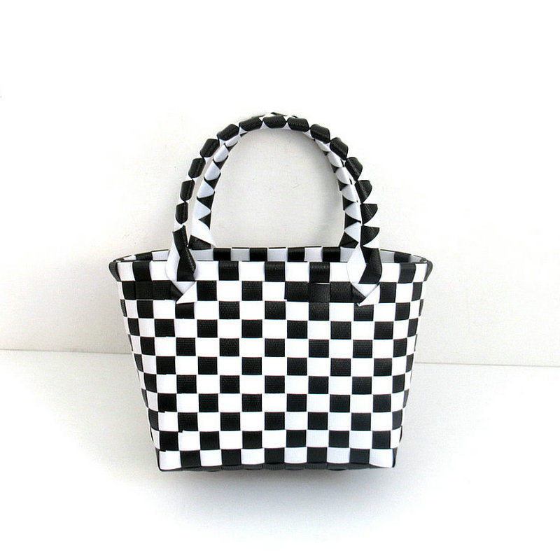 Checkered Woven Mini Square Handbag - Color_11