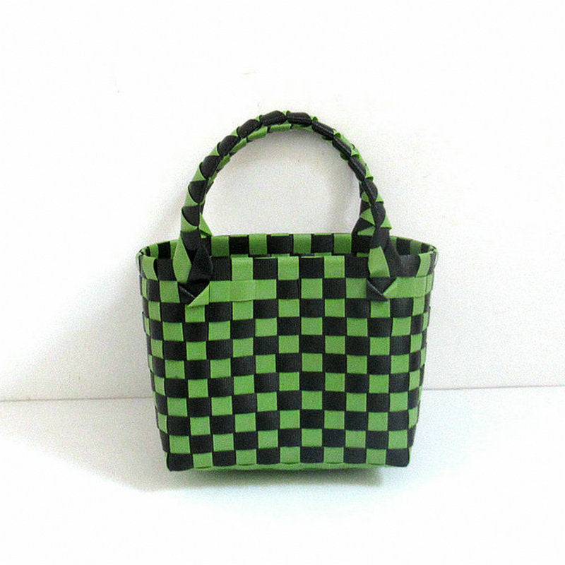 Checkered Woven Mini Square Handbag - Color_12