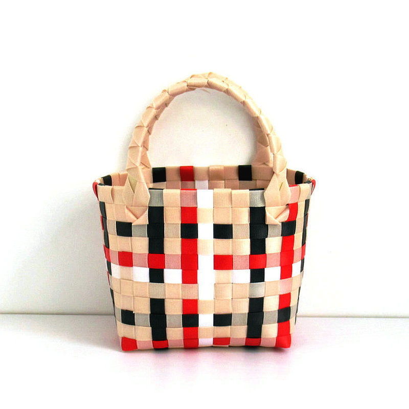 Checkered Woven Mini Square Handbag - Color_26
