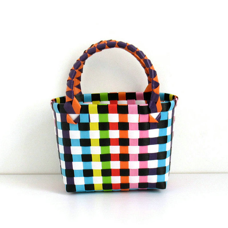 Checkered Woven Mini Square Handbag - Color_30
