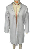 Longline Open Front Collarless Cardigan - Gray