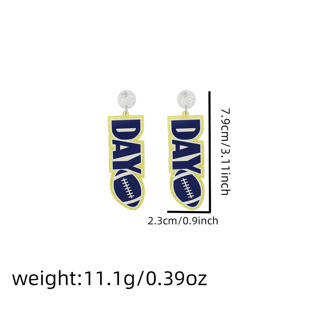 Game Day Football Acrylic Dangle Earrings - DAY