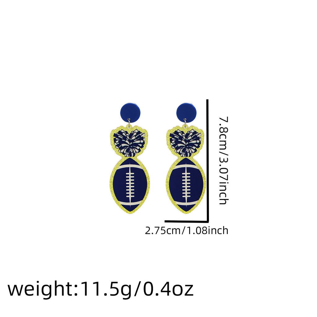 Game Day Football Acrylic Dangle Earrings - Rugby