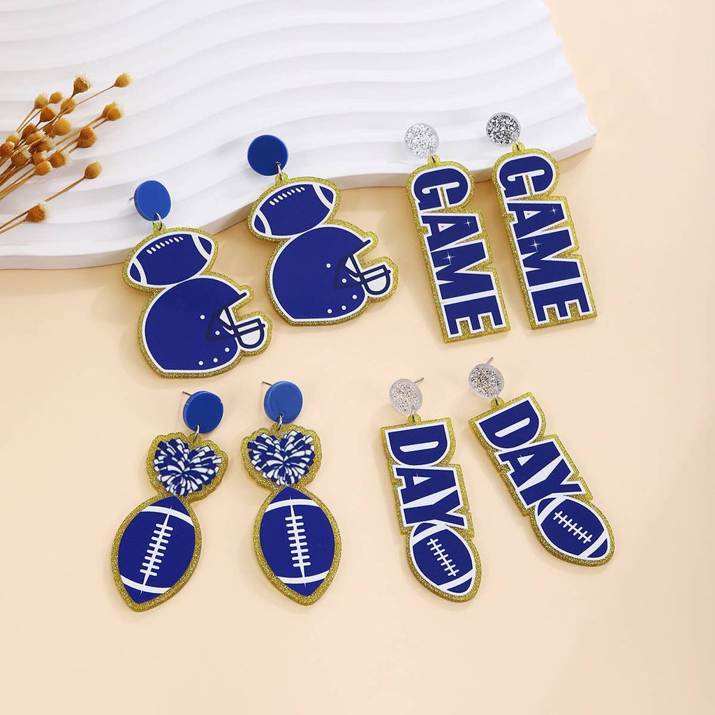Game Day Football Acrylic Dangle Earrings