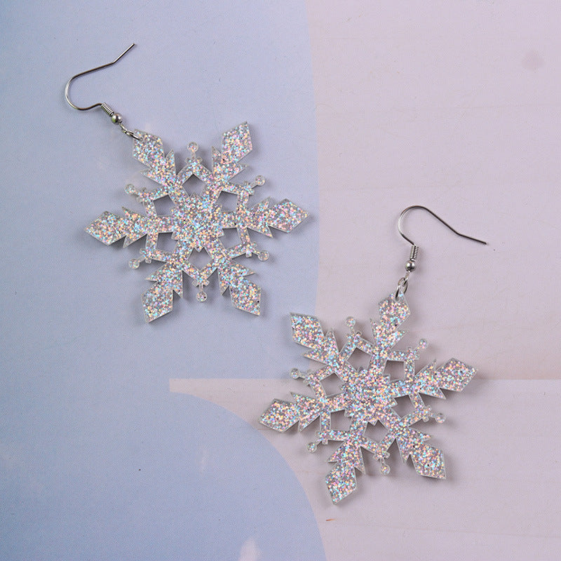 Sparkly Snowflake Dangle Earrings For Winter Holidays - NO-3 - 1