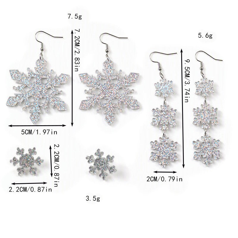 Sparkly Snowflake Dangle Earrings For Winter Holidays - NO-3 - 2