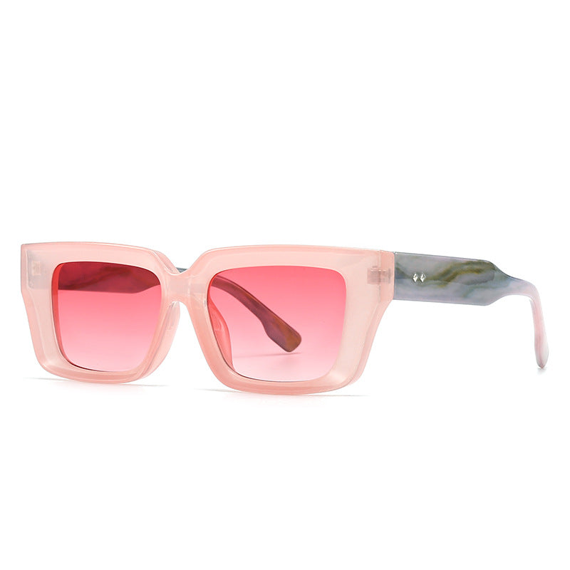 Oversized Chunky Square Clear Glasses - 02Pink