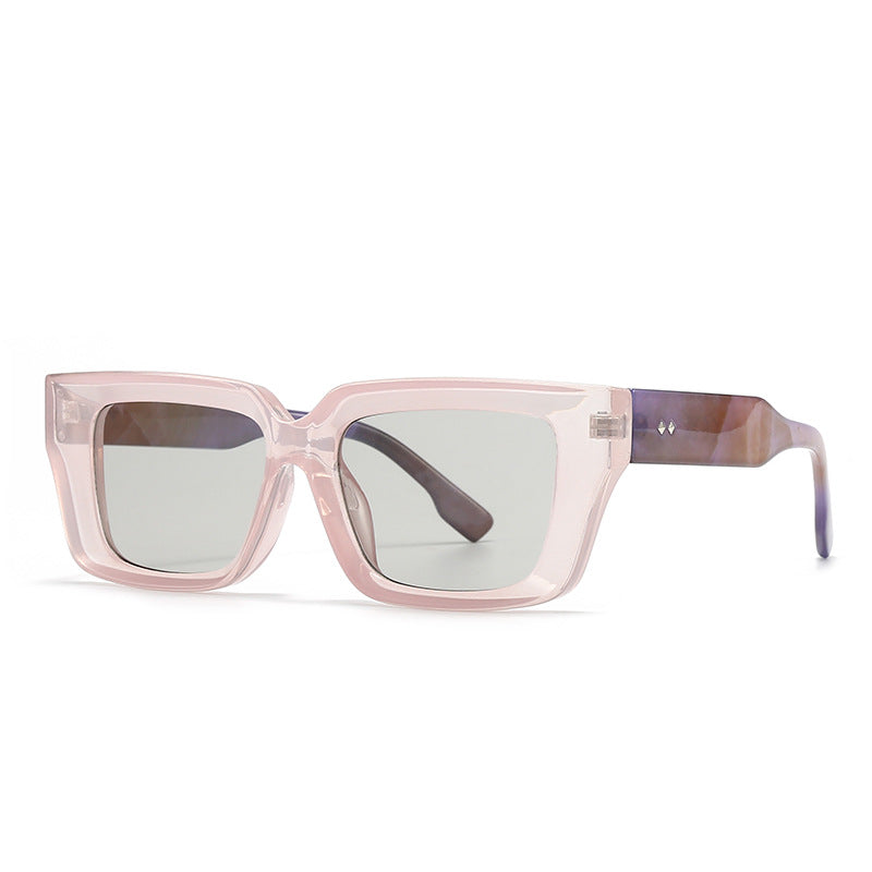 Oversized Chunky Square Clear Glasses - 03Purple