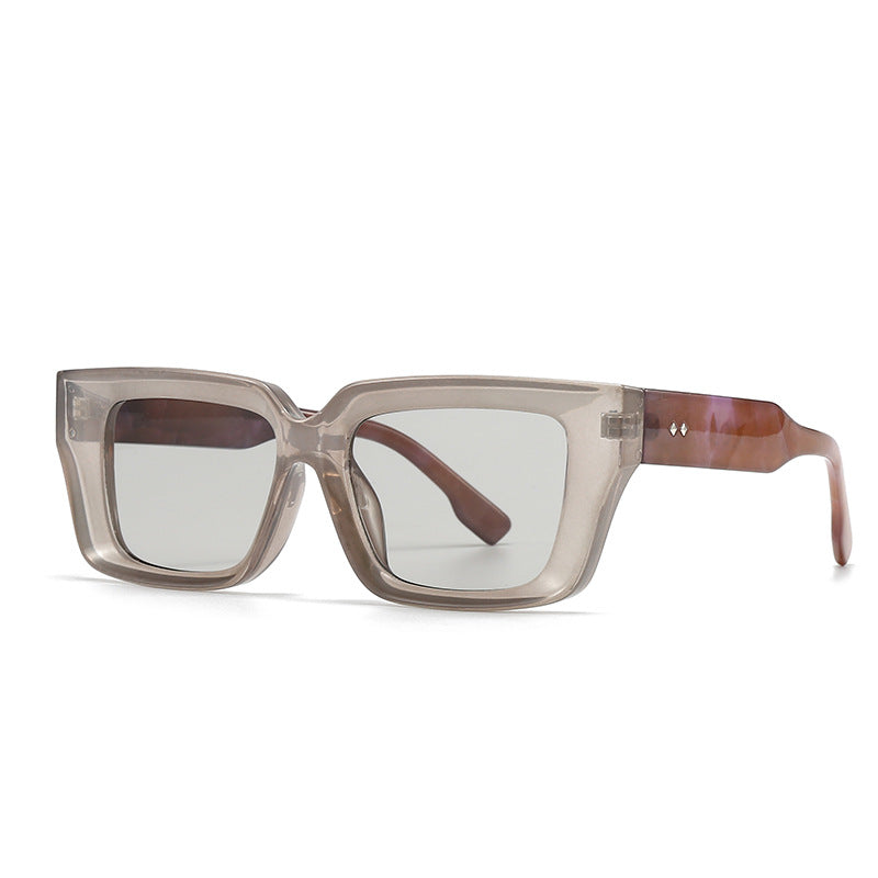 Oversized Chunky Square Clear Glasses - 05Grey