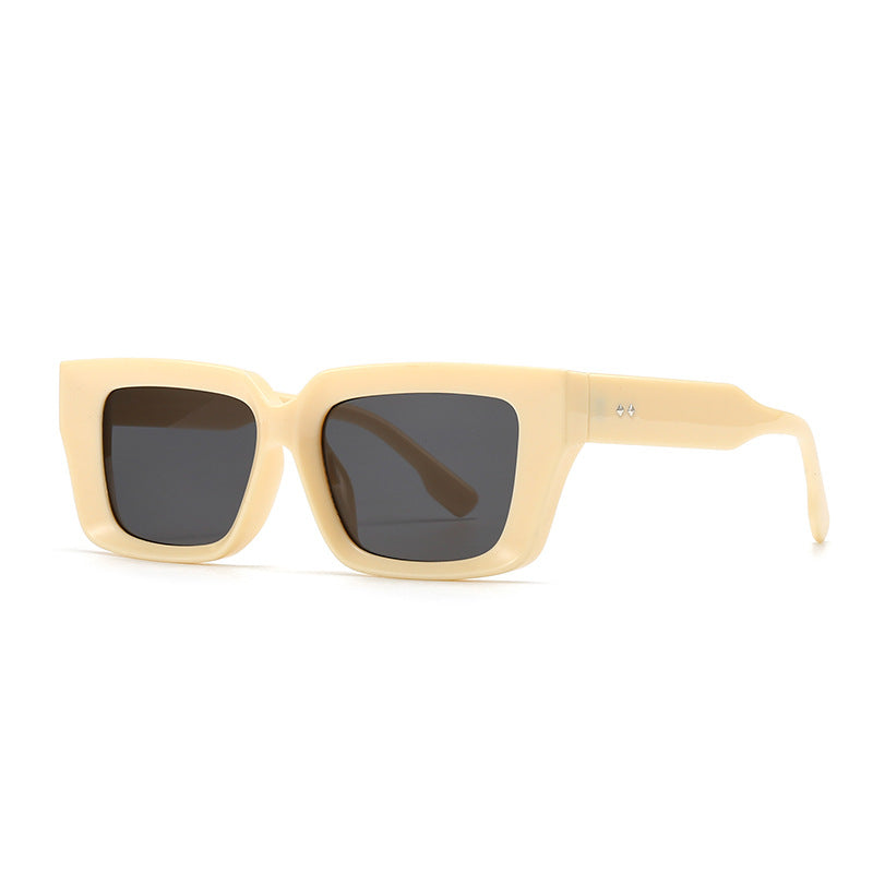 Oversized Chunky Square Clear Glasses - 09Cream