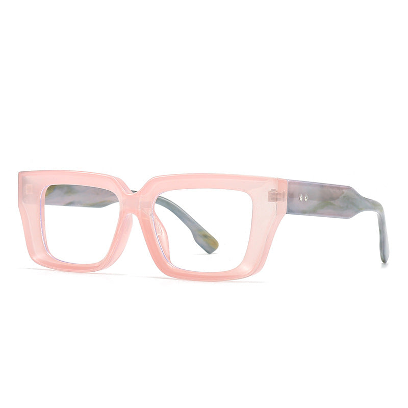 Oversized Chunky Square Clear Glasses - 14Pink