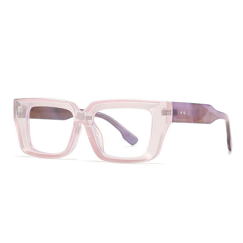 Oversized Chunky Square Clear Glasses - 18Pink