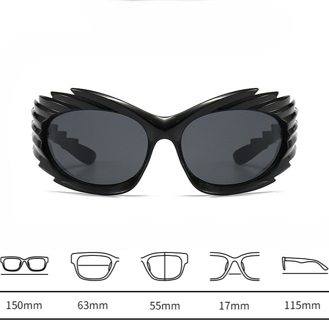 Spiked Wraparound Futuristic Sport Sunglasses - view 1